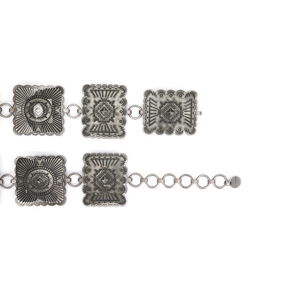 7485 Women\'s Bronze Antique Silver Square Buckle Chain Belt Adjustable main image 4
